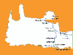 Mappa stradale con indicazioni stradali per Frangokastello, Creta