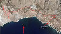 Gedetailleerde wegenkaart met aanwijzingen hoe Frangokastello, Kreta te bereiken